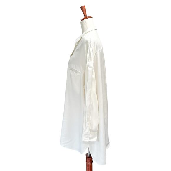Nap Loungewear Size‎ Medium Women's Oversized Cupro Button Down Shirt in Cream - Picture 4 of 12